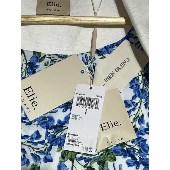 Elie Tahari Blazer Double Breasted Womens 8 White Linen Blend Open Career Office - Picture 12 of 15
